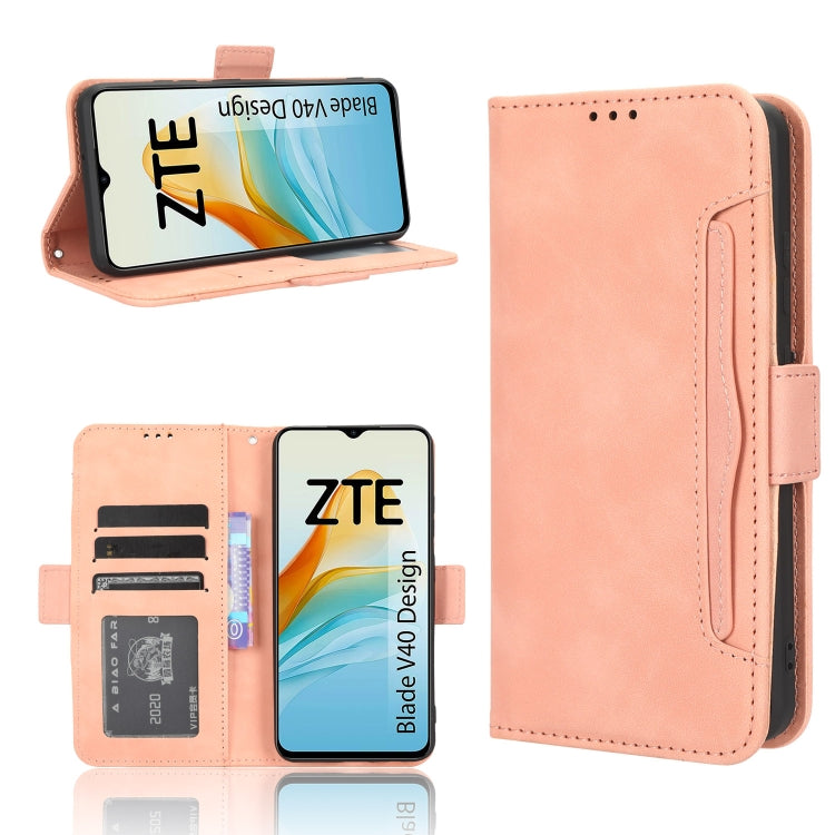 For ZTE Blade V40 Design Skin Feel Calf Texture Card Slots Leather Phone Case