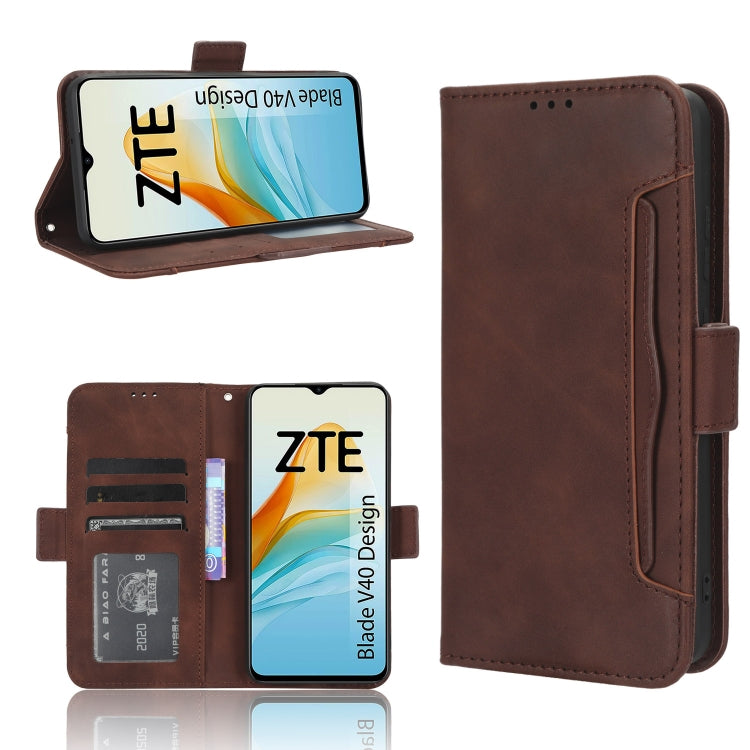 For ZTE Blade V40 Design Skin Feel Calf Texture Card Slots Leather Phone Case