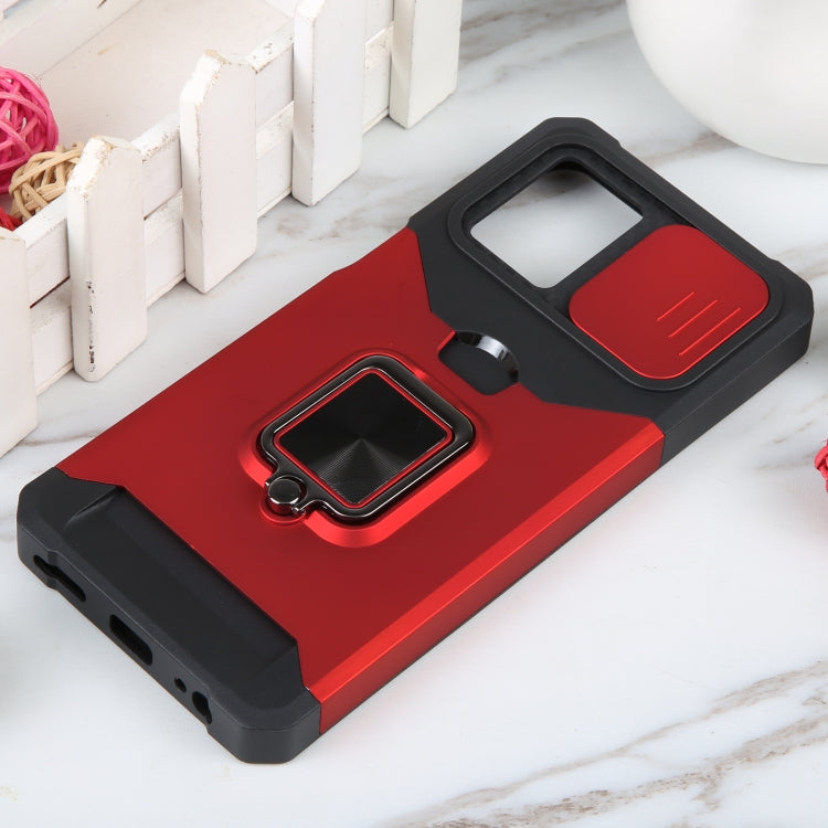 For Motorola Moto G 5G 2023 Camera Shield Card Slot Phone Case with Ring Holder