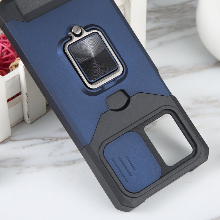 For Motorola Moto G 5G 2023 Camera Shield Card Slot Phone Case with Ring Holder