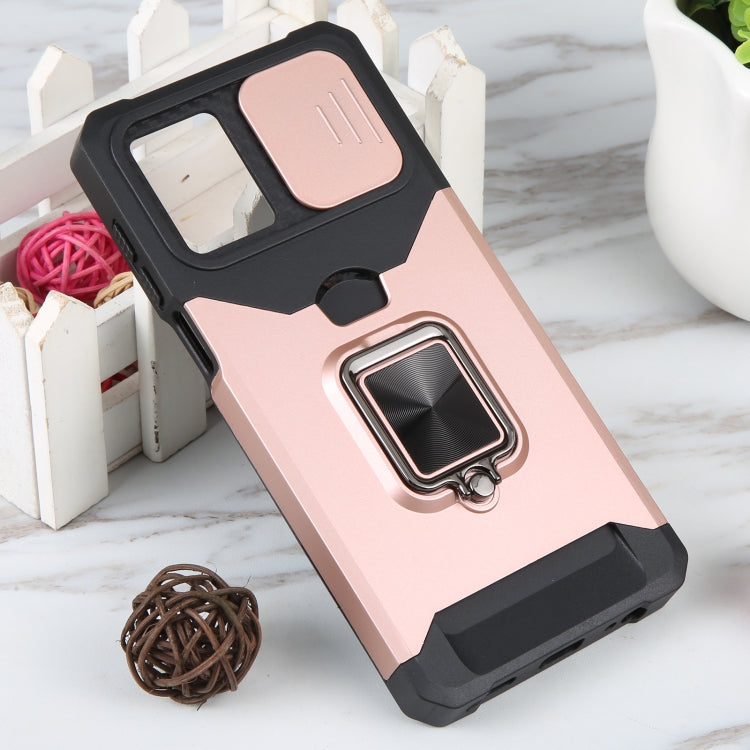 For Motorola Moto G 5G 2023 Camera Shield Card Slot Phone Case with Ring Holder