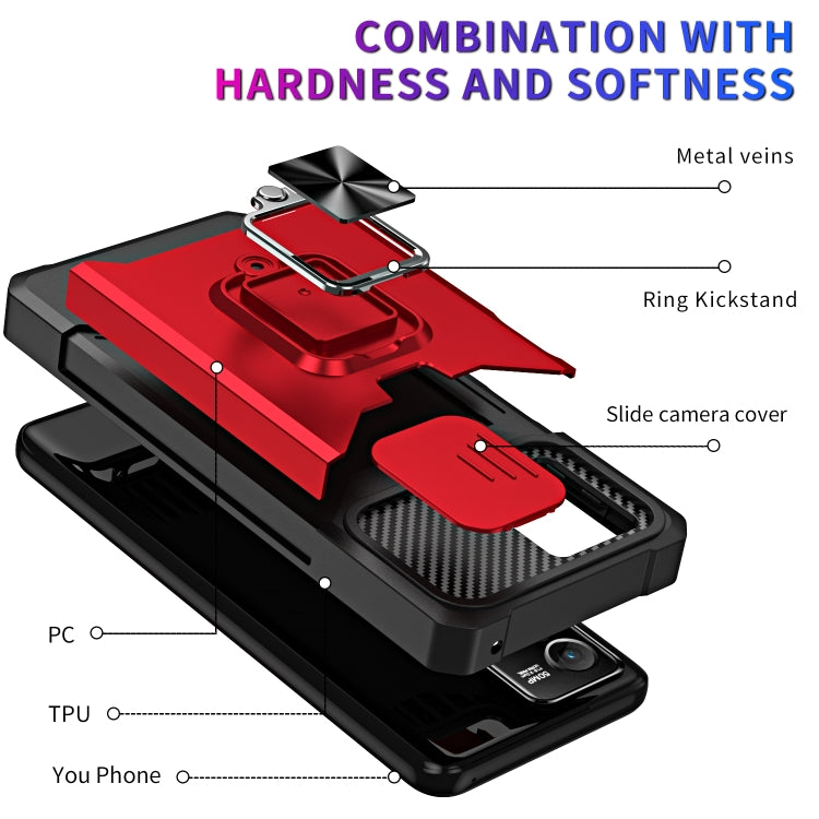 For Motorola Moto G Stylus 5G 2023 Camera Shield Card Slot Phone Case with Ring Holder