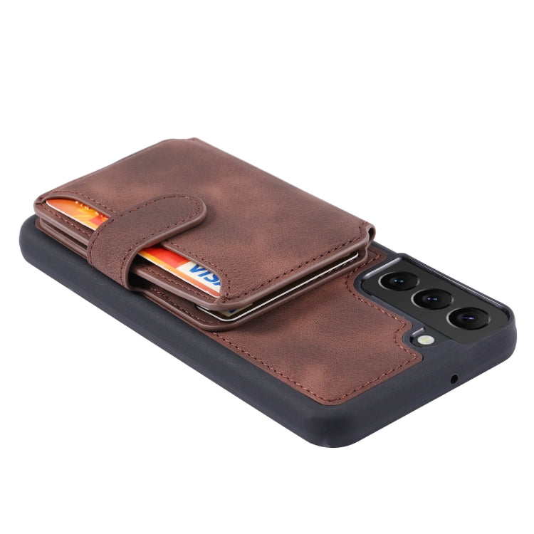 For Samsung Galaxy S21 FE 5G Skin Feel Dream Anti-theft Brush Shockproof Portable Skin Card Bag Phone Case