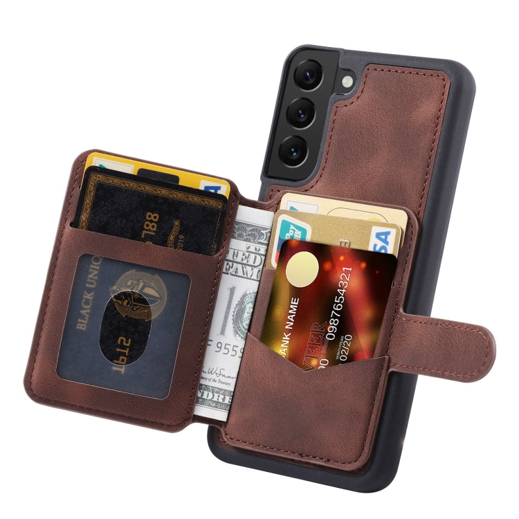 For Samsung Galaxy S22+ 5G Skin Feel Dream Anti-theft Brush Shockproof Portable Skin Card Bag Phone Case