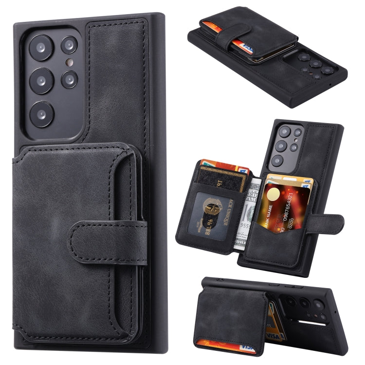 For Samsung Galaxy S22 Ultra 5G Skin Feel Dream Anti-theft Brush Shockproof Portable Skin Card Bag Phone Case