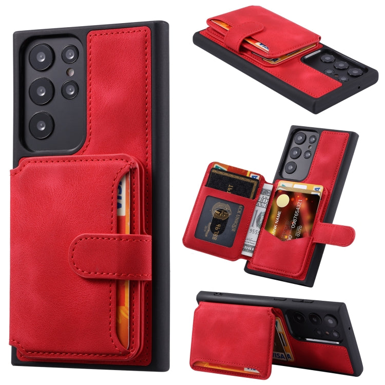 For Samsung Galaxy S22 Ultra 5G Skin Feel Dream Anti-theft Brush Shockproof Portable Skin Card Bag Phone Case