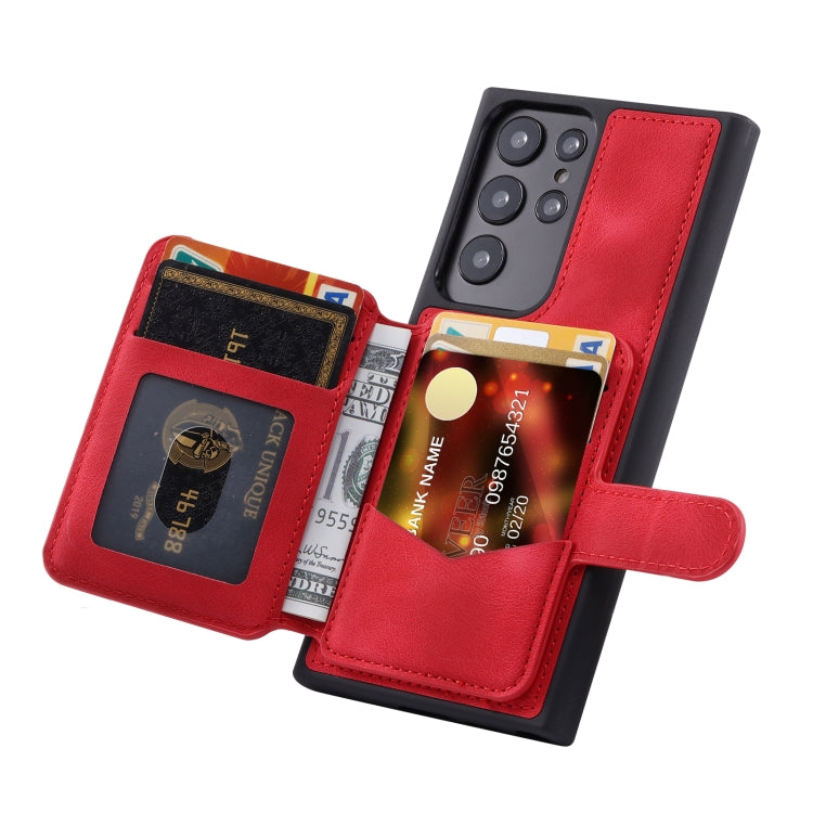 For Samsung Galaxy S22 Ultra 5G Skin Feel Dream Anti-theft Brush Shockproof Portable Skin Card Bag Phone Case