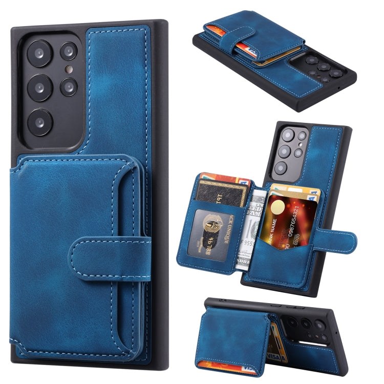 For Samsung Galaxy S22 Ultra 5G Skin Feel Dream Anti-theft Brush Shockproof Portable Skin Card Bag Phone Case