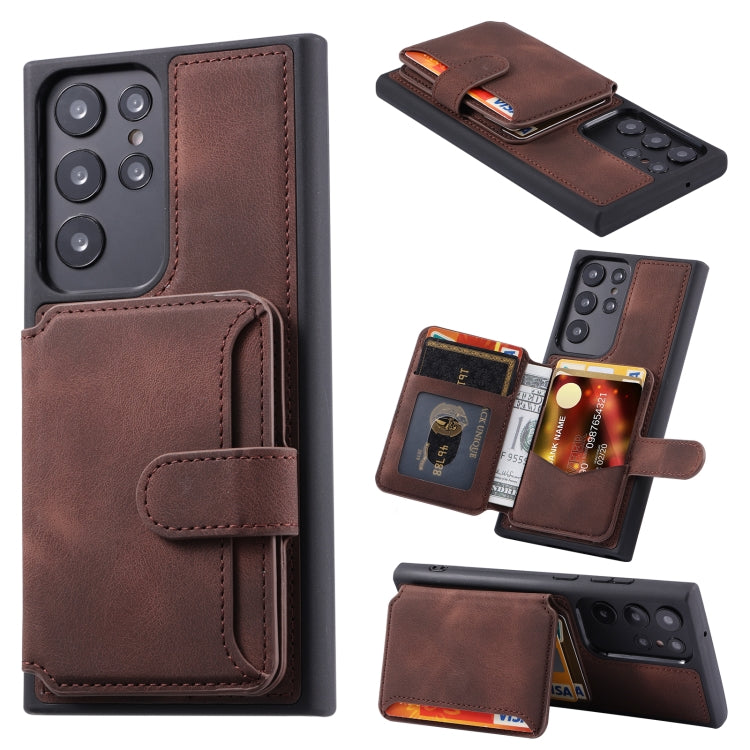 For Samsung Galaxy S22 Ultra 5G Skin Feel Dream Anti-theft Brush Shockproof Portable Skin Card Bag Phone Case