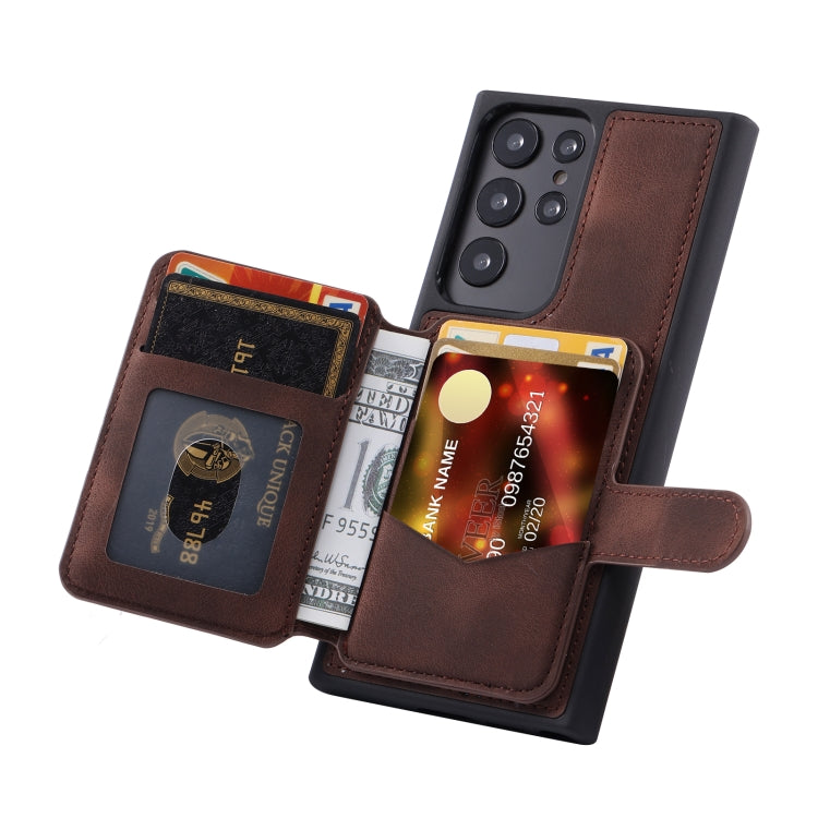 For Samsung Galaxy S22 Ultra 5G Skin Feel Dream Anti-theft Brush Shockproof Portable Skin Card Bag Phone Case