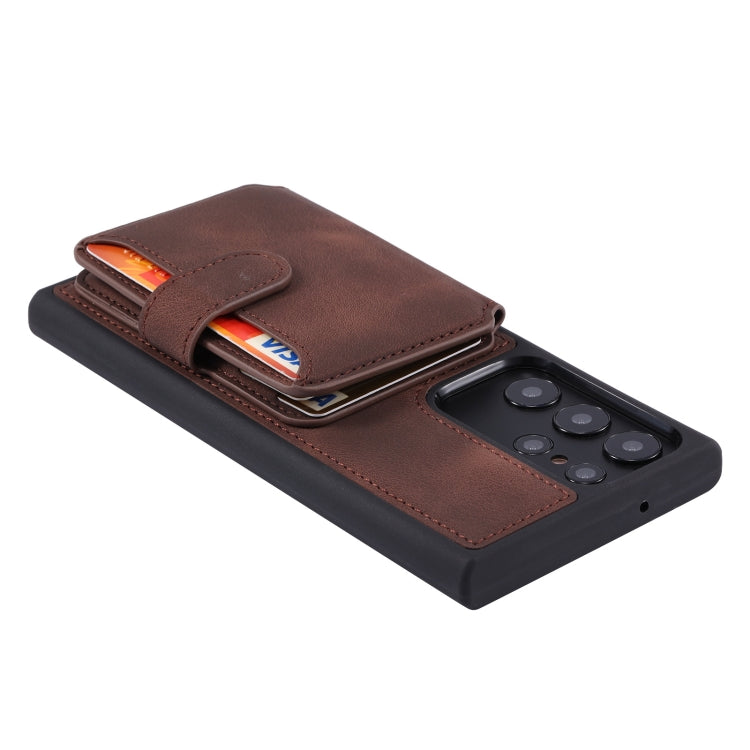 For Samsung Galaxy S22 Ultra 5G Skin Feel Dream Anti-theft Brush Shockproof Portable Skin Card Bag Phone Case