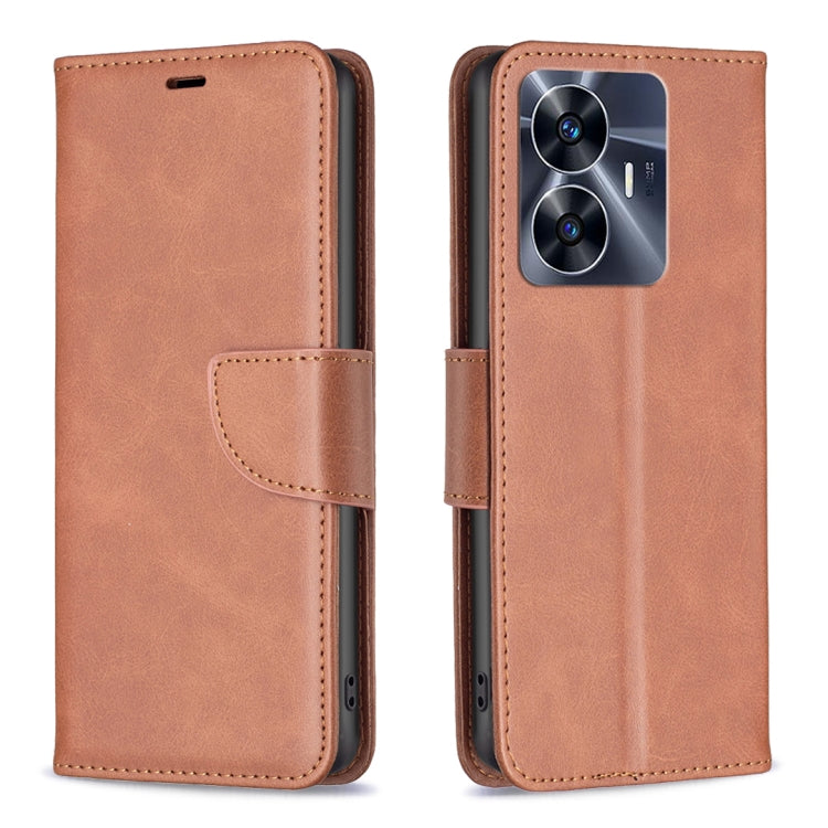 For Realme C55 Lambskin Texture Leather Phone Case
