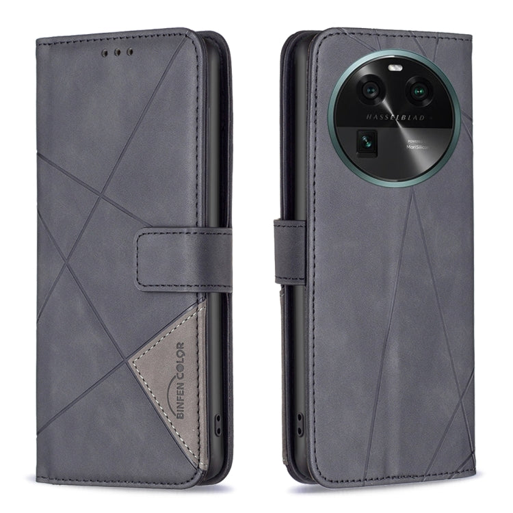 For OPPO Find X6 5G Magnetic Buckle Rhombus Texture Leather Phone Case