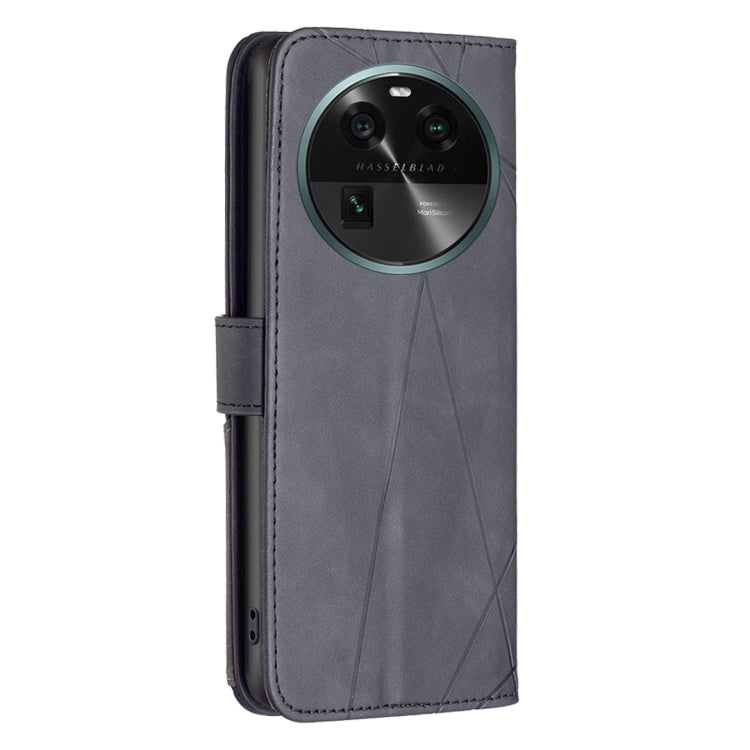 For OPPO Find X6 5G Magnetic Buckle Rhombus Texture Leather Phone Case