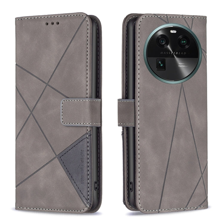 For OPPO Find X6 5G Magnetic Buckle Rhombus Texture Leather Phone Case
