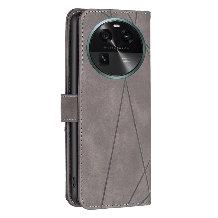 For OPPO Find X6 5G Magnetic Buckle Rhombus Texture Leather Phone Case