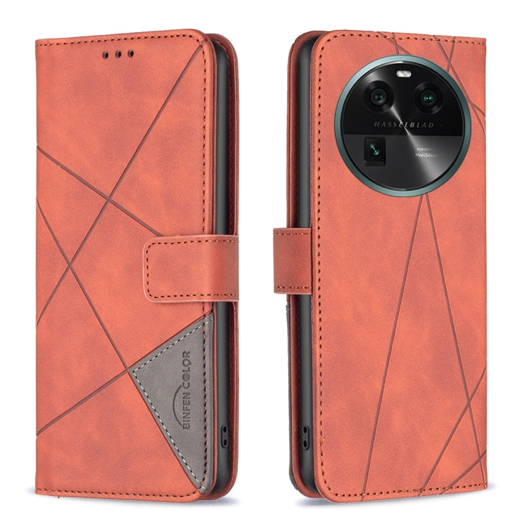 For OPPO Find X6 5G Magnetic Buckle Rhombus Texture Leather Phone Case