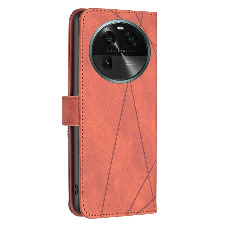 For OPPO Find X6 5G Magnetic Buckle Rhombus Texture Leather Phone Case