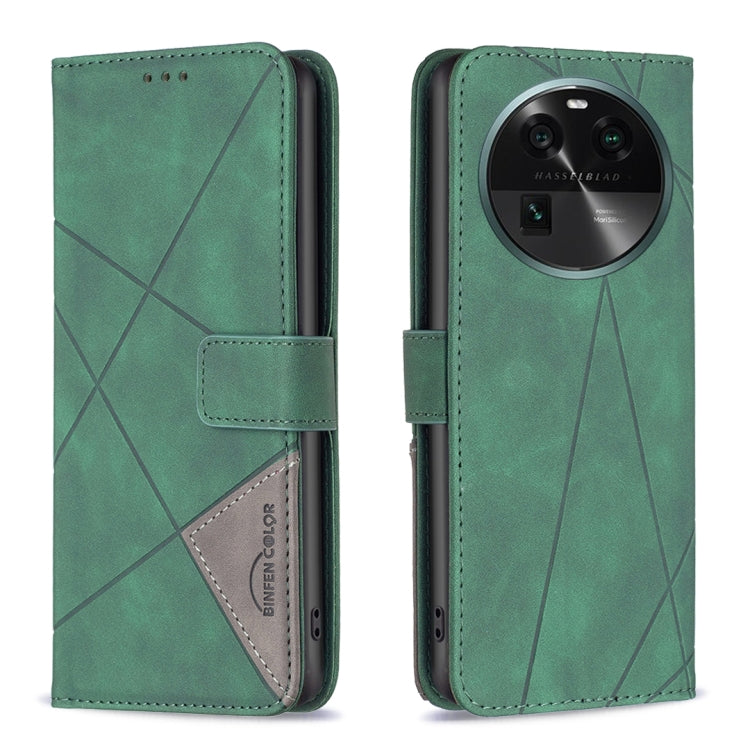 For OPPO Find X6 5G Magnetic Buckle Rhombus Texture Leather Phone Case