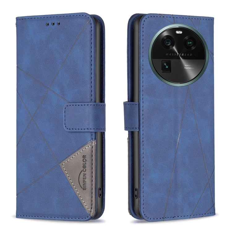 For OPPO Find X6 5G Magnetic Buckle Rhombus Texture Leather Phone Case