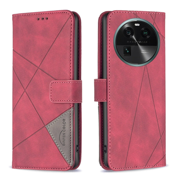 For OPPO Find X6 5G Magnetic Buckle Rhombus Texture Leather Phone Case