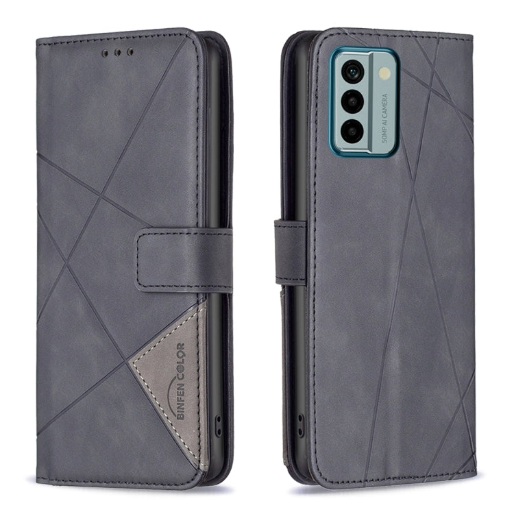 For Nokia G22 Magnetic Buckle Rhombus Texture Leather Phone Case