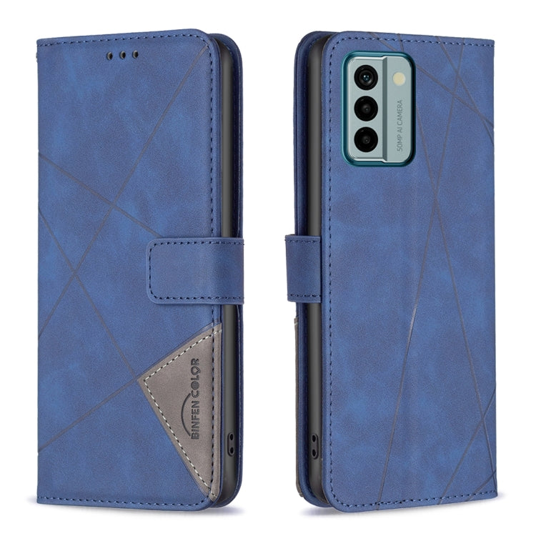 For Nokia G22 Magnetic Buckle Rhombus Texture Leather Phone Case
