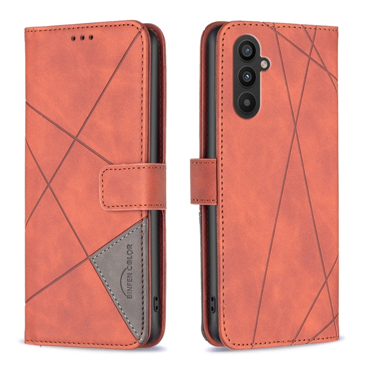 For Samsung Galaxy A24 4G Magnetic Buckle Rhombus Texture Leather Phone Case