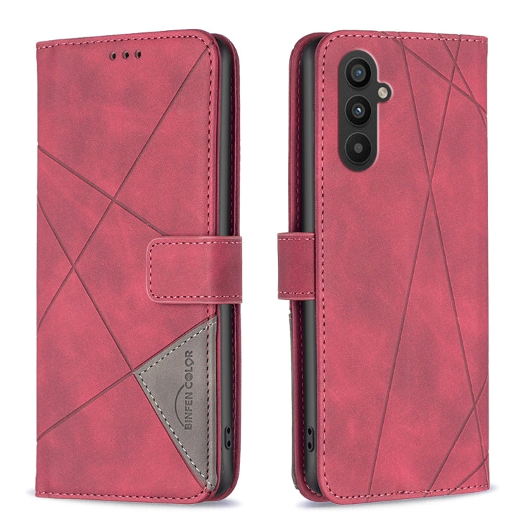 For Samsung Galaxy A24 4G Magnetic Buckle Rhombus Texture Leather Phone Case