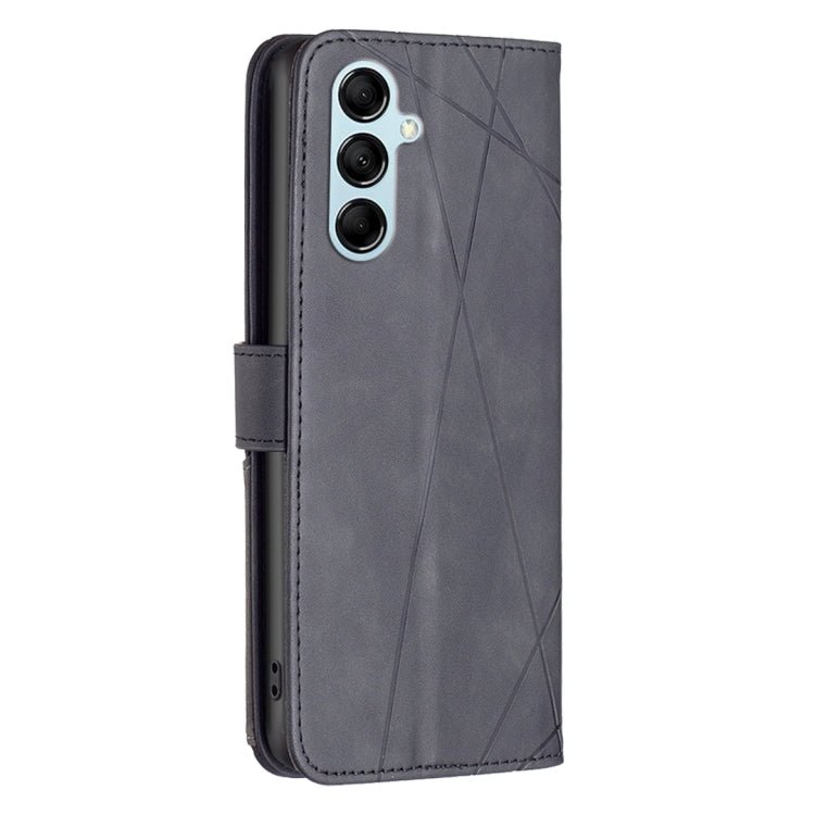 For Samsung Galaxy M14 5G Magnetic Buckle Rhombus Texture Leather Phone Case