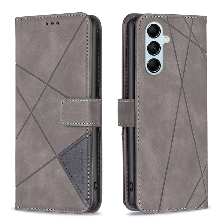 For Samsung Galaxy M14 5G Magnetic Buckle Rhombus Texture Leather Phone Case