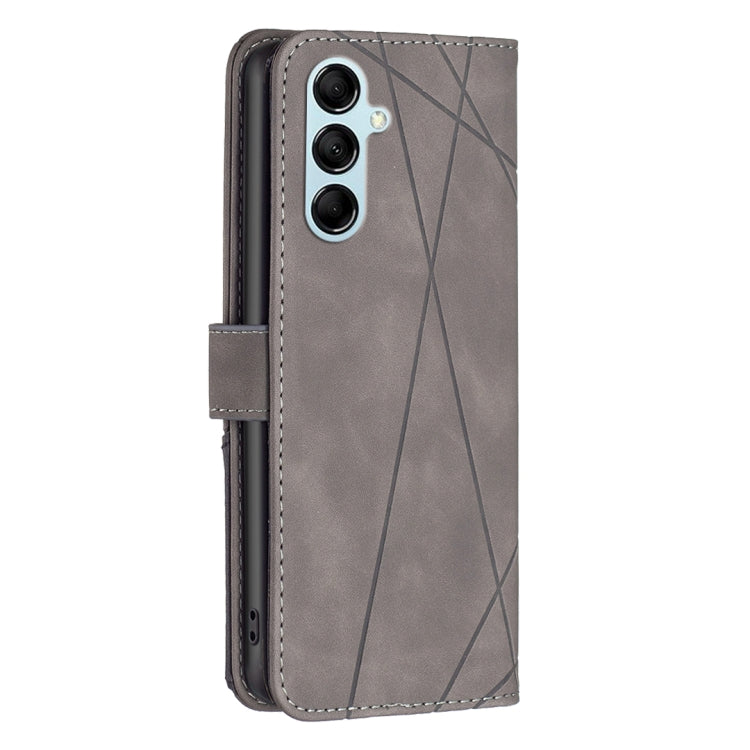 For Samsung Galaxy M14 5G Magnetic Buckle Rhombus Texture Leather Phone Case