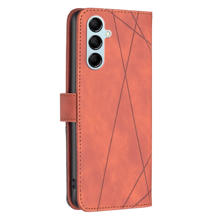 For Samsung Galaxy M14 5G Magnetic Buckle Rhombus Texture Leather Phone Case