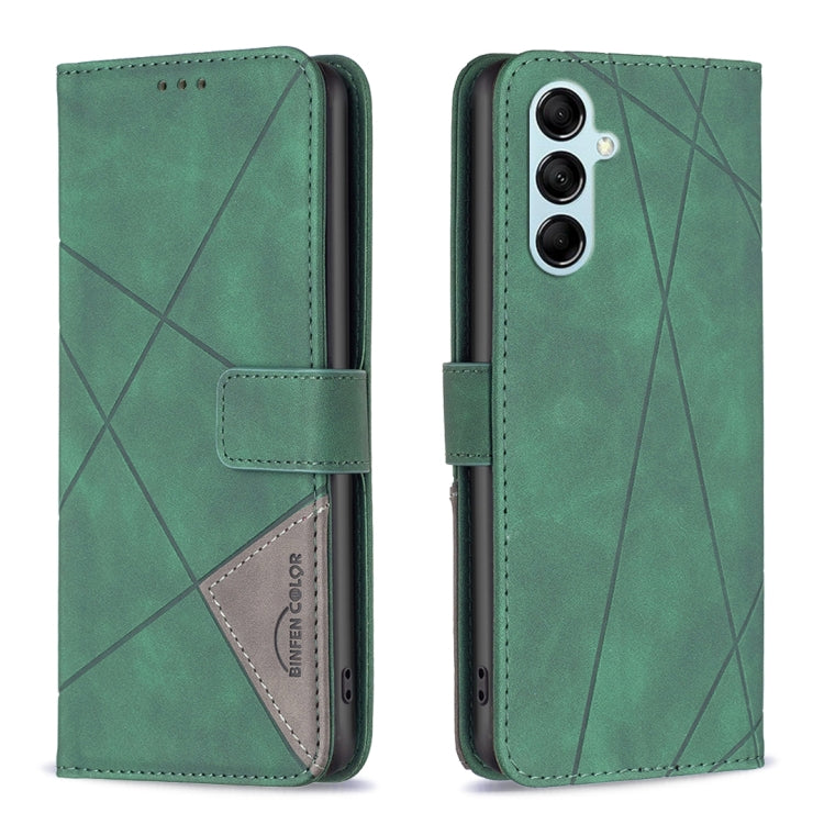 For Samsung Galaxy M14 5G Magnetic Buckle Rhombus Texture Leather Phone Case
