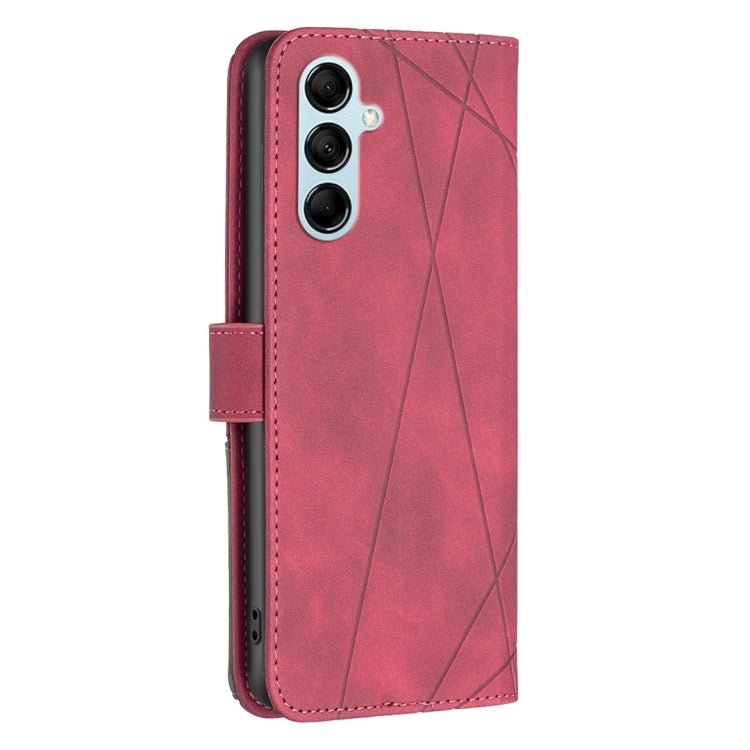 For Samsung Galaxy M14 5G Magnetic Buckle Rhombus Texture Leather Phone Case