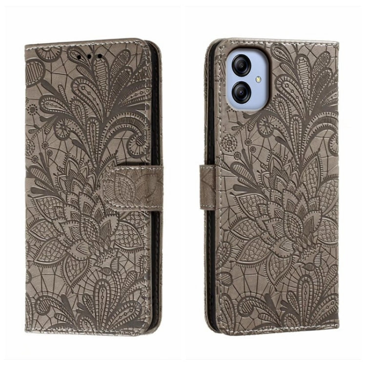 For Samsung Galaxy A04e Lace Flower Embossing Flip Leather Phone Case