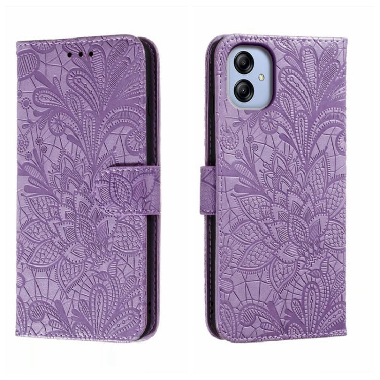For Samsung Galaxy A04e Lace Flower Embossing Flip Leather Phone Case