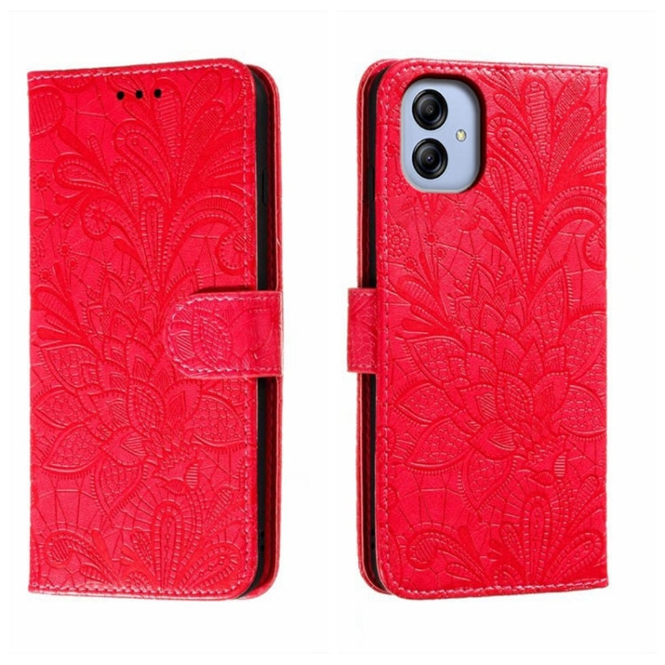For Samsung Galaxy A04e Lace Flower Embossing Flip Leather Phone Case