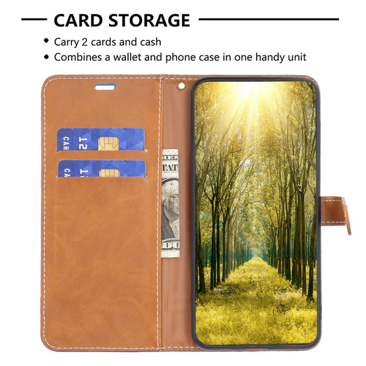 For Xiaomi Redmi Note 12 4G Global Color Block Denim Texture Leather Phone Case