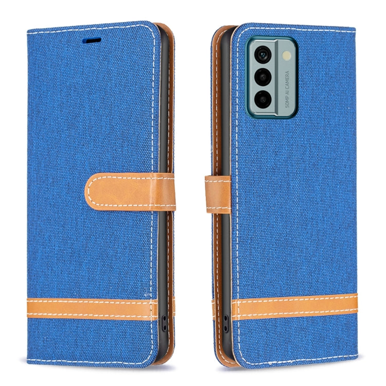 For Nokia G22 Color Block Denim Texture Leather Phone Case