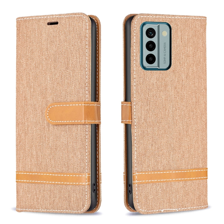 For Nokia G22 Color Block Denim Texture Leather Phone Case