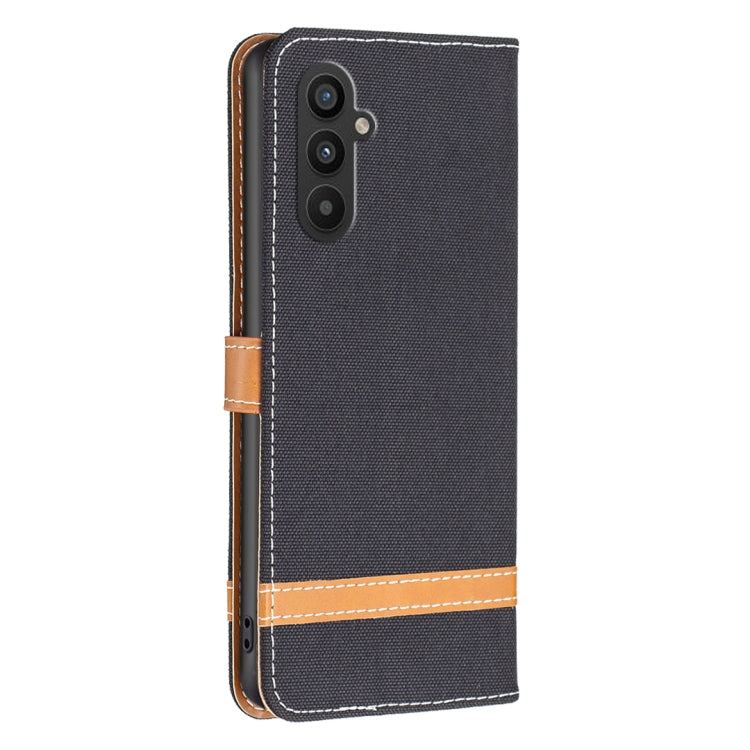 For Samsung Galaxy A24 4G Color Block Denim Texture Leather Phone Case
