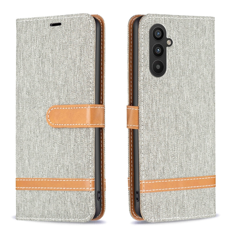 For Samsung Galaxy A24 4G Color Block Denim Texture Leather Phone Case