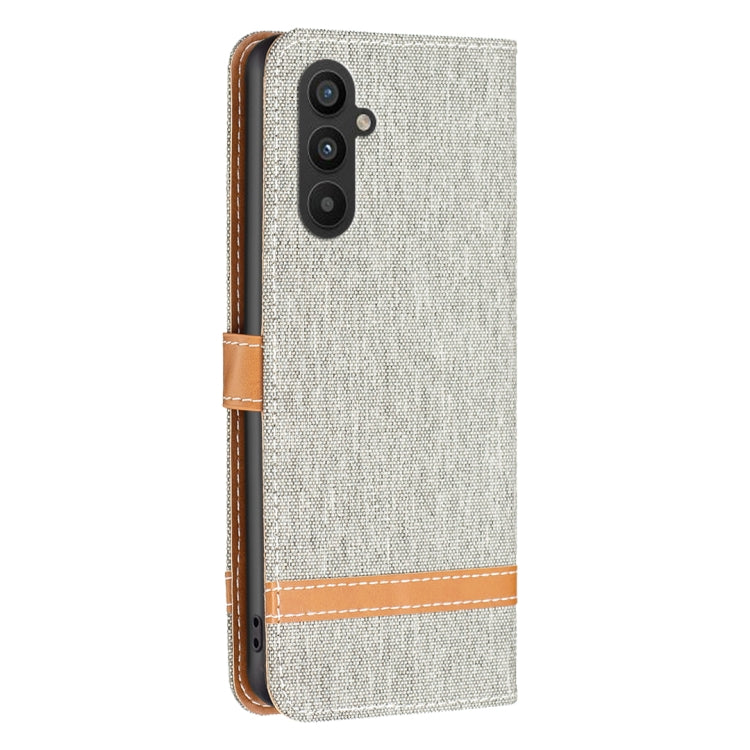 For Samsung Galaxy A24 4G Color Block Denim Texture Leather Phone Case