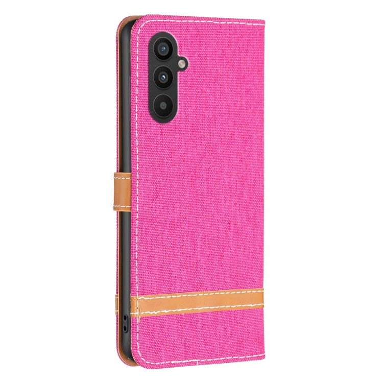 For Samsung Galaxy A24 4G Color Block Denim Texture Leather Phone Case