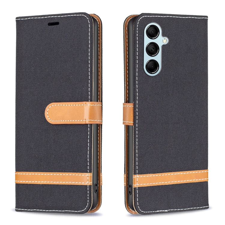 For Samsung Galaxy M14 5G Color Block Denim Texture Leather Phone Case