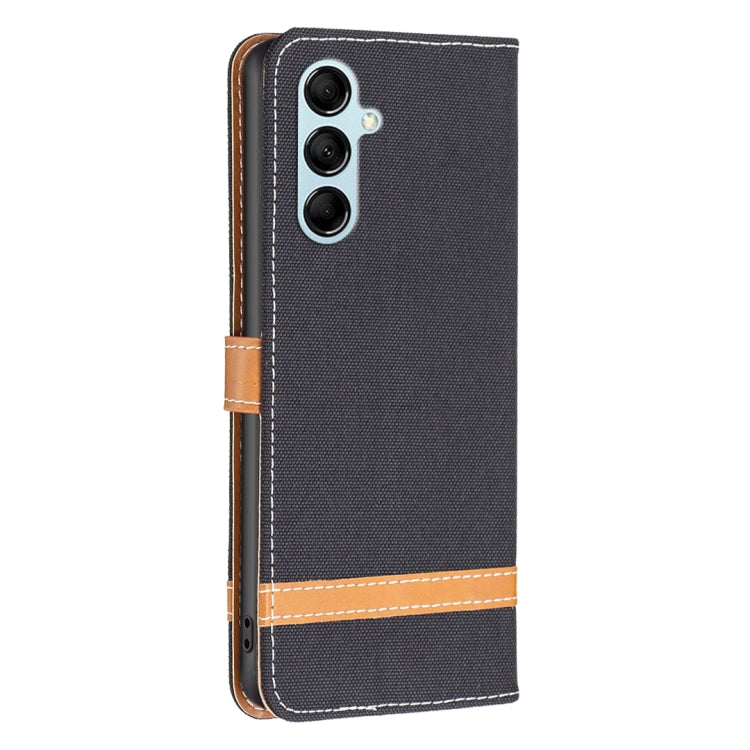 For Samsung Galaxy M14 5G Color Block Denim Texture Leather Phone Case