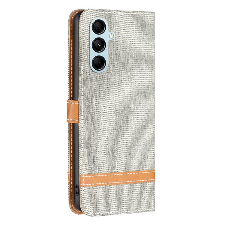 For Samsung Galaxy M14 5G Color Block Denim Texture Leather Phone Case