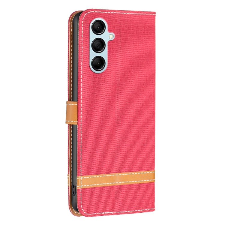 For Samsung Galaxy M14 5G Color Block Denim Texture Leather Phone Case