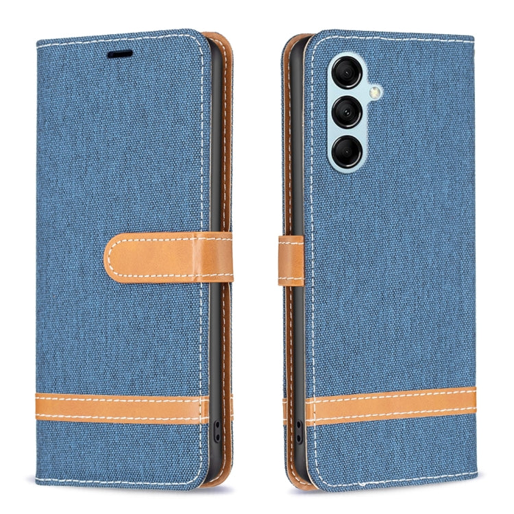 For Samsung Galaxy M14 5G Color Block Denim Texture Leather Phone Case